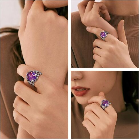 Turquoise Rings for Women 925 Sterling Silver Adjustable Ring Vintage Filigree Engagement Ring With Oval Turquoise Promise Rings for Her Birthday Jewellery Gifts in Kuwait