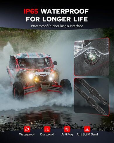 Benlari UTV ATV Turn Signal Kit - LID AMBER/WHITE LED AMBER ، وأكثر إشراقًا ، مصباح البريز المدخن ، وأصبحت صوتًا بصوت عالٍ 110 ديسيبل - مجموعة إشارة الدوران العالمي لـ UTV ATV (مقعدين و 4 مقعدين) in Kuwait