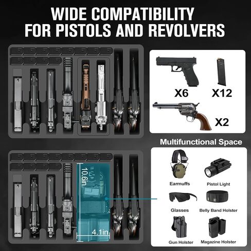 Gun Case 5 Pistol Case & 16 Magazine, Heavy Duty Handgun Hard shell - Shock Proof & Waterproof Pistol Cases with Included Silica Gel Canister - (Only Case) in Saudi Arabia