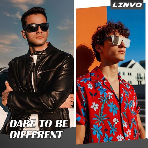 LINVO Trendy Polarized Mirrored Sunglasses Men Womens, Flat One Piece Reflective Shades for Driving Fishing UV400 Protection in Kuwait
