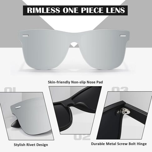 LINVO Trendy Polarized Mirrored Sunglasses Men Womens, Flat One Piece Reflective Shades for Driving Fishing UV400 Protection in Kuwait