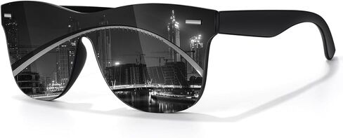 LINVO Trendy Polarized Mirrored Sunglasses Men Womens, Flat One Piece Reflective Shades for Driving Fishing UV400 Protection in Kuwait