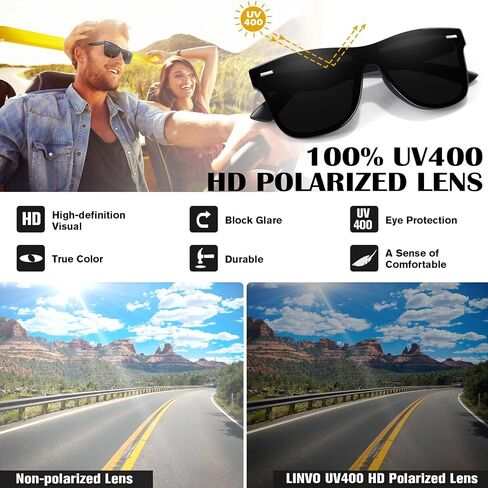 LINVO Trendy Polarized Mirrored Sunglasses Men Womens, Flat One Piece Reflective Shades for Driving Fishing UV400 Protection in Kuwait