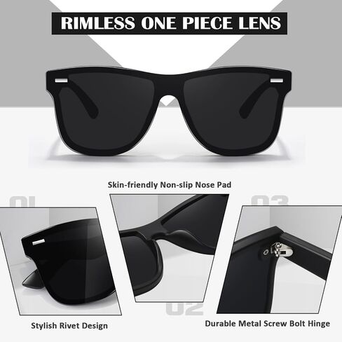 LINVO Trendy Polarized Mirrored Sunglasses Men Womens, Flat One Piece Reflective Shades for Driving Fishing UV400 Protection in Kuwait