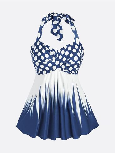 Rosegal Womens Plus Size Polka Dot Halter Twist Cinched Ruched Boyshorts Tankini Swimwear in Saudi Arabia