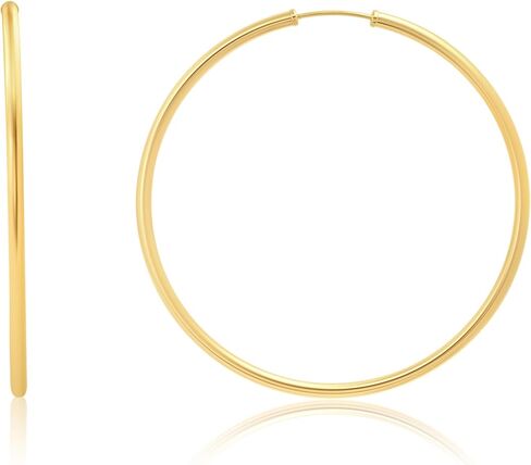 MAX + STONE Solid 14k Gold Hoop Earrings for Women | 2mm Tube, Flex Continuous 33mm (1.3 Inch) Diameter Large in Saudi Arabia