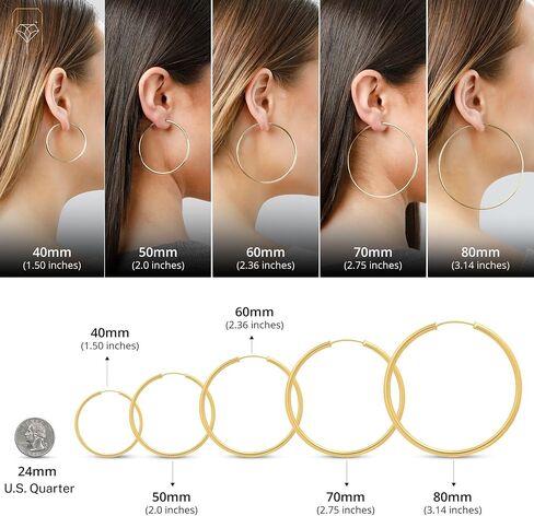 MAX + STONE Solid 14k Gold Hoop Earrings for Women | 2mm Tube, Flex Continuous 33mm (1.3 Inch) Diameter Large in Saudi Arabia