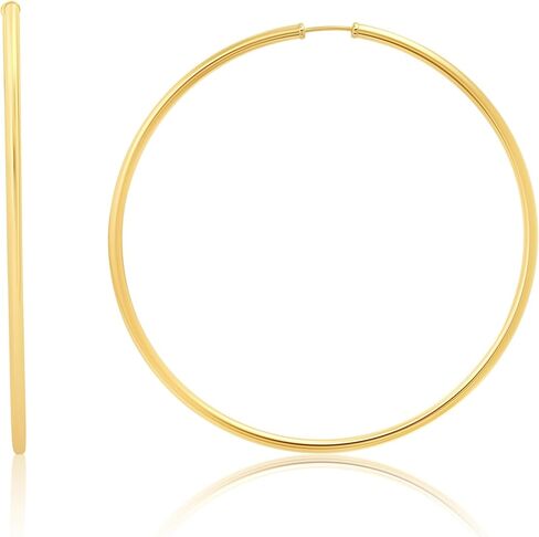 MAX + STONE Solid 14k Gold Hoop Earrings for Women | 2mm Tube, Flex Continuous 33mm (1.3 Inch) Diameter Large in Saudi Arabia