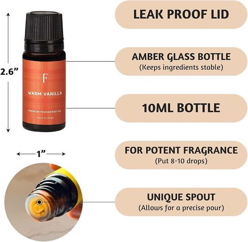 Folkulture Fall Essential Oils for Diffuser Oil, Essential Oils Set of 6 x 0.34 fl oz, 60 ml Fragrance Oil, Diffuser Oils Scents for Home, Fall Fragrance Oils - Pumpkin Spice, Caramel, Vanilla in Saudi Arabia