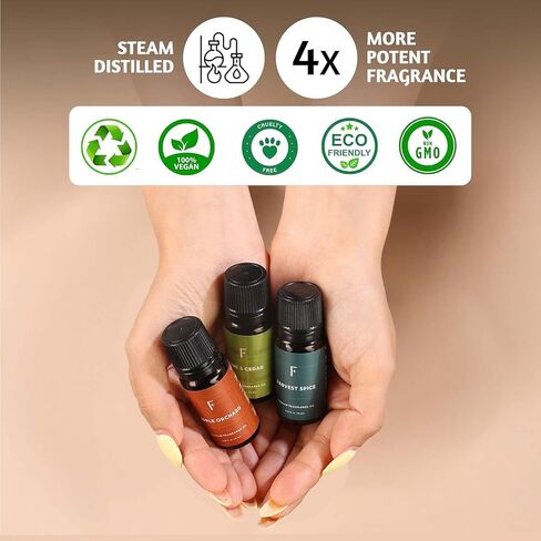 Folkulture Fall Essential Oils for Diffuser Oil, Essential Oils Set of 6 x 0.34 fl oz, 60 ml Fragrance Oil, Diffuser Oils Scents for Home, Fall Fragrance Oils - Pumpkin Spice, Caramel, Vanilla in Saudi Arabia