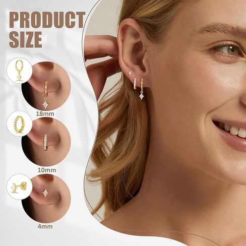 أقراط ذهبية للنساء ، 14 ألفًا من الذهب مطلي بالعصرية الصغيرة ذات الأطواق الذهب/الأطواق الفضية المغطاة بأطواق الذهب/الفضة المكوّنة للنساء. in Kuwait