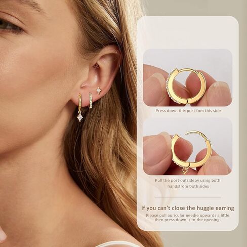 أقراط ذهبية للنساء ، 14 ألفًا من الذهب مطلي بالعصرية الصغيرة ذات الأطواق الذهب/الأطواق الفضية المغطاة بأطواق الذهب/الفضة المكوّنة للنساء. in Kuwait