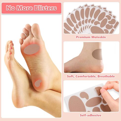Moleskin for Blisters, Adhesive Moleskin Pads, Moleskin Padding for Feet, Shoes, Toes, Heel | Blister Prevention and Reduce Friction (20 Sheets - 40 Pieces Total) in Saudi Arabia