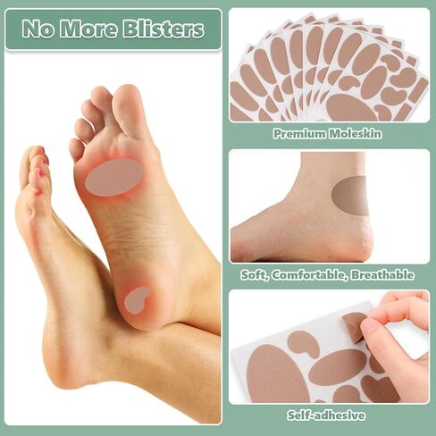 Moleskin for Blisters, Adhesive Moleskin Pads, Moleskin Padding for Feet, Shoes, Toes, Heel | Blister Prevention and Reduce Friction (20 Sheets - 40 Pieces Total) in Saudi Arabia