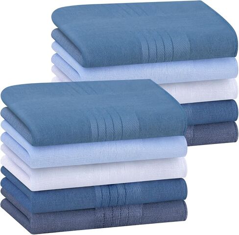 HOULIFE Cotton Handkerchiefs for Men, Solid Color Mens Hankies with Stitching Classic Pocket Square in Assorted Colors in Kuwait