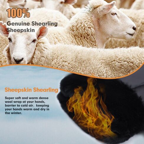 MGGMOKAY Men Leather Gloves Shearling Sheepskin Fur Lined Men Winter Gloves in Saudi Arabia
