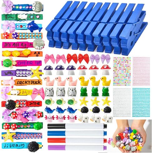 60 Set Cheer Pins Spirit Clips Include 60 Wooden Cheer Colored Clothes Pins 94 Mini Resin Animals and Self Adhesive Stickers Pen for Cheerleading Backpacks Cheer Gifts Bulk (Blue) in Saudi Arabia