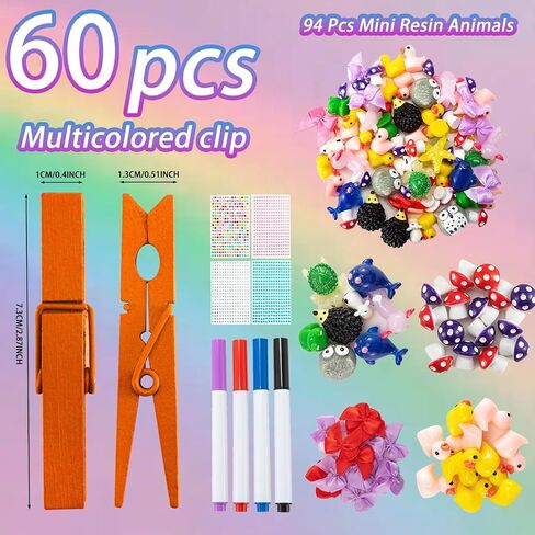 60 Set Cheer Pins Spirit Clips Include 60 Wooden Cheer Colored Clothes Pins 94 Mini Resin Animals and Self Adhesive Stickers Pen for Cheerleading Backpacks Cheer Gifts Bulk (Blue) in Saudi Arabia