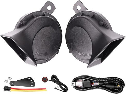 2PCS 130dB Air Horn for Truck Dual Horns for High/Low Tone Super Loud Train Horn,12V Waterproof Electric Snail Horn for Car/Motorcycle/Truck/SUV/Van/Boat/Motobike/Moto/Forklift/atv/golf cart in Saudi Arabia