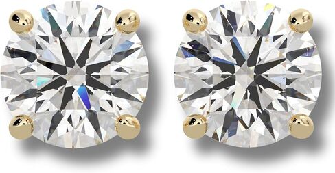IGI Certified 1 Carat (CT) Round Diamond Stud Earrings, VVS2 Clarity E Color, 14K White Gold Four-Prong Screw-Back Lab Grown in Saudi Arabia