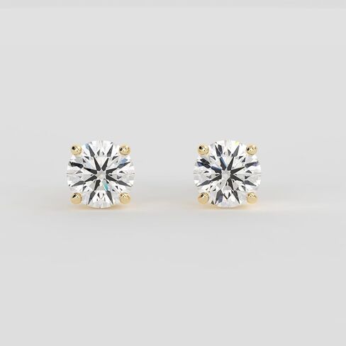 IGI Certified 1 Carat (CT) Round Diamond Stud Earrings, VVS2 Clarity E Color, 14K White Gold Four-Prong Screw-Back Lab Grown in Saudi Arabia