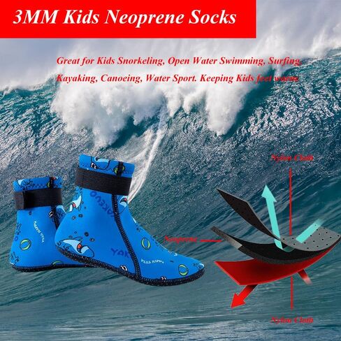 Kids Neoprene Socks 3mm Wetsuit Socks Beach Booties for Little Kids Swimming Snorkeling Surfing Diving in Kuwait