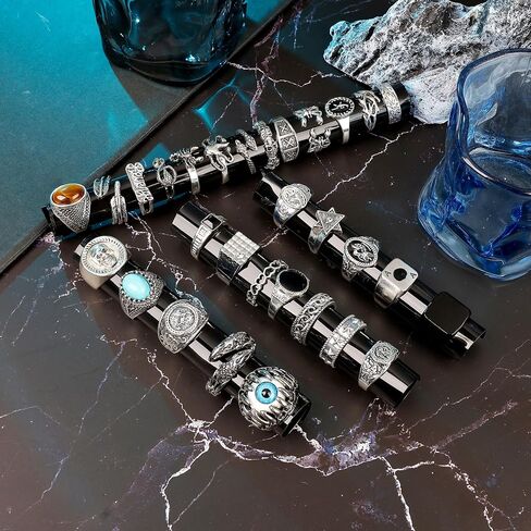 30pcs Punk Ring للرجال نساء بارد خمر خاتم الفضة القوطية القوطية حلقة حلقة حزمة قابلة للتكديس قابلة للتكديس ثعبان الأفعى حلقة العين in Kuwait