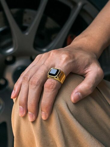 Richsteel Black Onyx Signet Ring for Men in Saudi Arabia