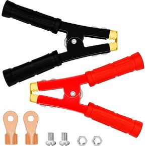 2pcs المشابك الكابلات الطائر ، تشنجات بطارية شديدة التحمل مع مقاطع التمساح النحاسية النقي ، مناسبة لمختبر الشاحن الشاحن للسيارات للسيارات ، الأحمر والأسود