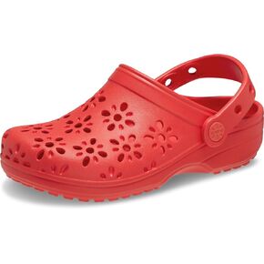 Crocs Unisex-Child Classic Clogs with Floral Cut Out Design, Kids and Toddler Shoes