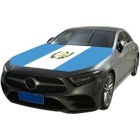 Car Hood Cover, Flag 4x5ft Car Bonnet Banner, Universal Fit, Elastic Polyester, Stretchable, Patriotic Automotive Hood Covers, Patriot Gifts (El Salvador)