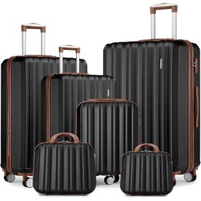 LARVENDER Luggage Set 6 Piece Large Suitcases with Wheels, Suitcase Set ABS Hard Shell Luggage Sets with Spinner Wheels, Carry On Luggage TSA Lock Travel Luggage for Men Women(Cream)