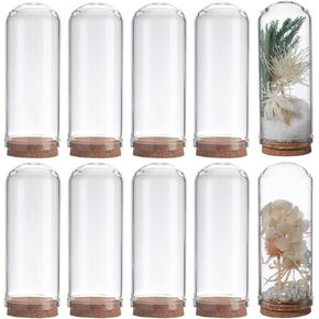 SUNNYCLUE 10Pcs 2.76 inch Glass Display Dome Cloche Glass Display Bell Jar Mini Glass Bottles Dome Display Dome with Cork Base Display Case for Flower Storage Christmas Party Favor Gift Home Decor