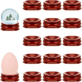 Taiyin 15 Pcs Egg Stands Holder 1.4 Inch Crystal Sphere Stand Wooden Sphere Holder Decorative Egg Holders Ball Stand Crystal Holder for Stones for Easter Egg Ball Base Display Pedestals Globe Decor