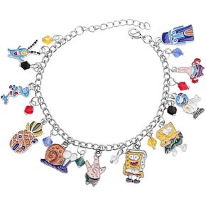 YBW Spongebob Squarepants Characters Metal Charms Silvertone Charm Bracelet