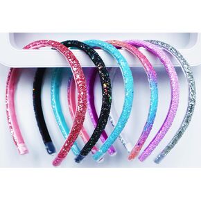 6 Glitter Girls Headbands Birthday Gifts for 1 2 3 4 5 6 7 8 9 10 12 Year Old Kids, Toddler Tween Sparkle Hair Accessories, Christmas Stocking Stuffers Easter Basket Essentials Party Favors