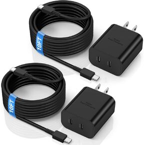 شاحن فائق السرعة بقدرة 45 وات مع كابل USB C بطول 10 أقدام، ومحول كتلة شحن حائط من النوع C وسلك شاحن هاتف Android طويل لهاتف Samsung Galaxy S23 Ultra/S23/S23+/S22/S22+/S22 Plus/S21/Note 20/Note10+ in Kuwait