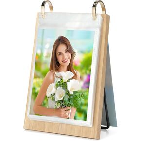 ZEEYUAN 4x6 Desk Picture Frame Vertical Standing Photo Album Collection Book for Tabletop 4x6 Flip Photo Book on Stand,Mother's Day Gift for Mom From Daughter Son Grandma Gifts
