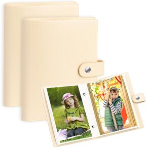 2 Pack Mini Photo Albums 4x6 Pictures,4x6 Photo Book Small Hold 52 Pocket, Suitable for Family Wedding Boys Girls and Babies Storage (White)
