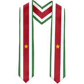 Suriname Flag International Graduate Satin Stole Scarf with National Flag Design, 72" Graduation Sash