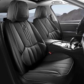 Pickup Seat Covers Custom Fit for Dodge Ram 1500/2500/3500 2002-2025 Faux Leather Seat Cover Set Compatible with Crew, Regular, Quad, Mega Cab, Waterproof Car Truck Cushions (Black, Flat, Full Set)