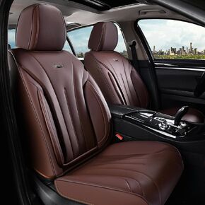Coverado Car Seat Covers Front Seat, Breathable Nappa Leather Seat Cover, Black Seat Cover for Cars, Luxury Waterproof Car Seat Protector, Front Seat Cushion Universal Fit for Most Vehicles