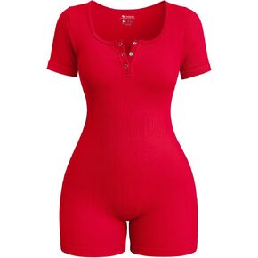 OQQ Women Rompers قصيرة الأكمام مربع الرقبة الصيف غير الرسمي سراويل القصيرة بذرة ملابس