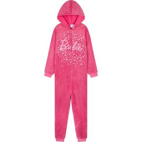 Barbie Girls One Piece Pajamas with Hood, Kids Fleece Pajamas - Gifts for Girls & Teens