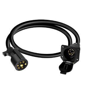 7-Way Trailer Extension Cord Wiring Harness 7-Pin Plug and Play Gooseneck Hitch Connector 10 to 14 AWG Double Prong Copper Cable for RVs Trailers Trucks Campers with UL Listed, 3ft