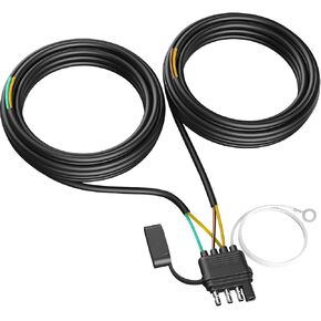 4Pin 5Wire Trailer Wiring Harness 22FT with Jacketed Cable,Waterproof&More Durable,for Rewiring Trailer Both-Side Taillights, Wishbond Trailer Light Kit 4 Way Flat 5 Wire Trailer Wiring (RXZER22)
