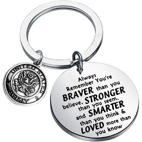 FUSTMW Army Keychain Army Military Jewelry Deployment Gifts Army keyring