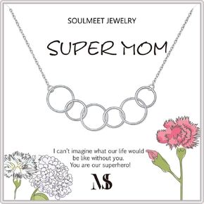 SOULMEET 60th 50th 40th 30th Birthday Gifts Necklace for Women Mom, Sterling Silver Circle Necklace Jewelry for Her, Each Circle for A Fabulous Decades Anniversary Mothers Day