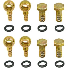 Banjo Bolt M14x1.5 14mm / 0.55'' OD. Banjo Hose Barb Fittings Brake Line Fitting Adapter 35mm Long with Copper Washers for Car Motorcycle (Set of 4)