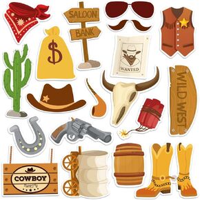 76pcs قواطع رعاة البقر الغربية لزخارف عيد الميلاد ، رعاة البقر رعاة البقر قبعة Bounty Hunter Wild West موضوعات لزخارف الحزب الغربي ديكور الحائط اللوازم حفلات استحمام الطفل